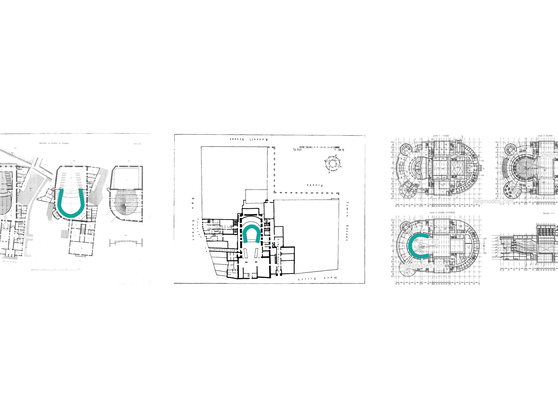 In my research, I started to notice this distinctive horse shoe shape in the floorplan of many opera houses. This is the shape of the auditorium, where the audience sit during performances. This architectural structure encodes something fundamental about the communal nature of live experiences, with audience members turned inwards towards each other, as well as facing the stage.