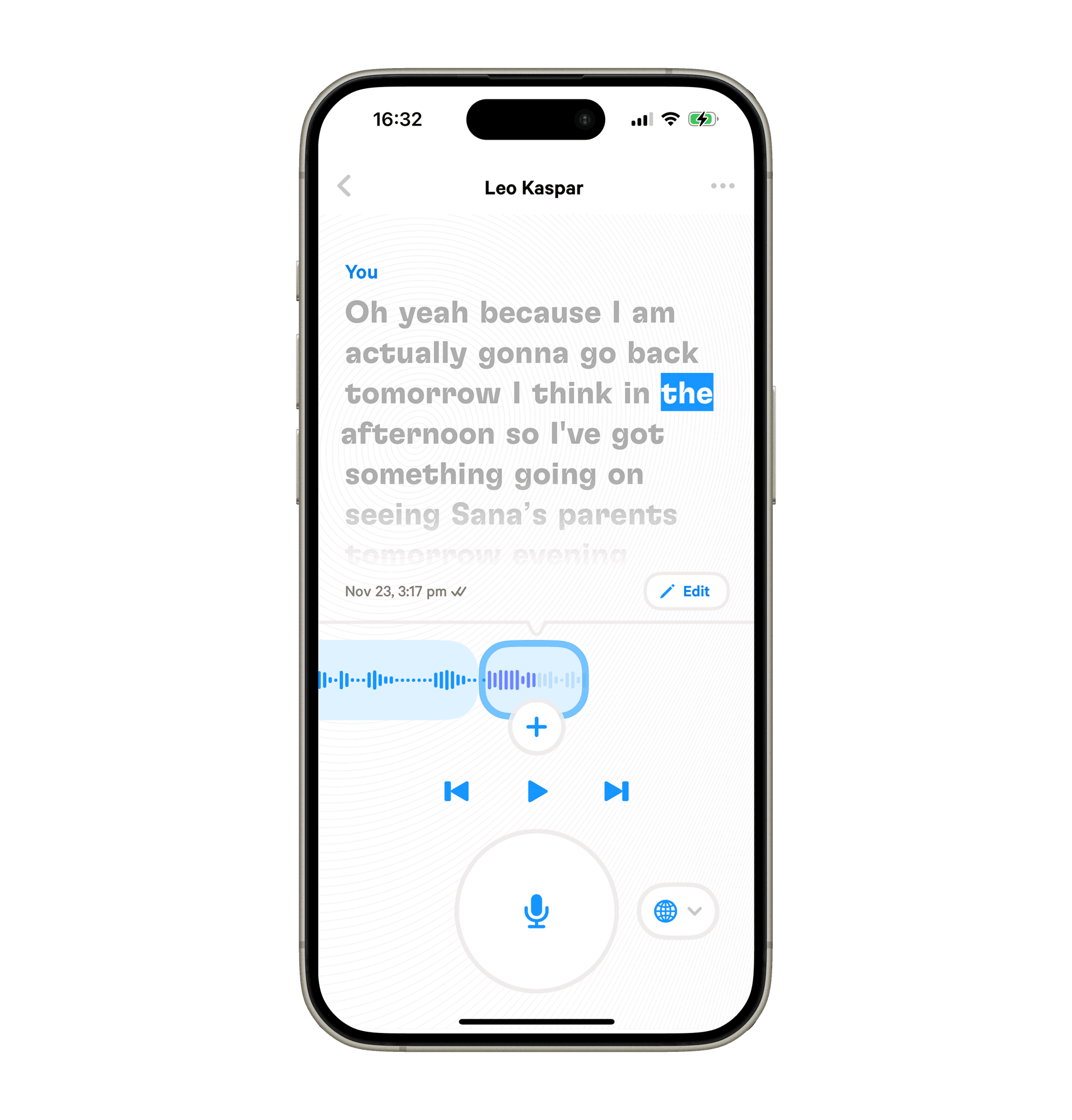 I designed and built an iPhone app to explore a more visual and intuitive interface for voice messaging. Voice messages have a reputation as a "selfish" medium – easy to send, but a headache to receive. I wanted to explore new interaction paradigms for voice messages such as scrollable waveforms and automatic transcription, to offer better tools for browsing and parsing the often complex information contained in them.